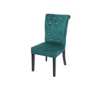 Chaise de salle à manger HWC-D22, chaise de cuisine, velours riveté vert foncé, pieds noirs