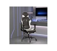 Vidaxl Chaise De Jeu De Massage Avec Repose-Pied Noir&blanc Similicuir Blanc