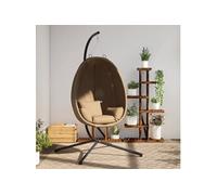 vidaXL Chaise suspendue en forme d'œuf – tissu taupe et acier