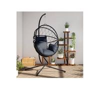 Chaise H. 197 cm non pliable exterieur en resine tressee gris