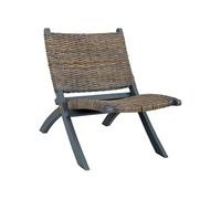 vidaXL Chaise de relaxation Gris Rotin naturel kubu et bois d'acajou