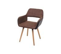 Chaise de salle à manger HWC-A50 II, design rétro années 50 similicuir/ tissu, marron clair, pieds clairs