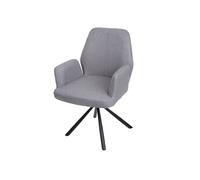 Chaise de salle à manger HWC-H71, chaise de cuisine chaise pivotante tissu/textile acier gris clair