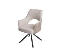 Chaise de salle à manger HWC-K30, chaise de cuisine, pivotante Auto-Position, tissu/textile crème
