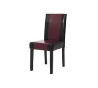 Chaise de salle à manger Littau, chaise de cuisine, similicuir noir/rouge, pieds foncés