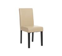 Chaise de salle à manger Littau, chaise de cuisine, cuir crème, pieds foncés