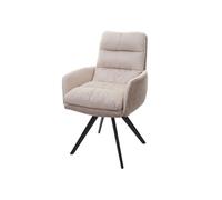 Chaise De Salle À Manger Hwc-G66 Pivotante Auto-Position Tissu/Textile Crème, Avec Accoudoirs Multicolore