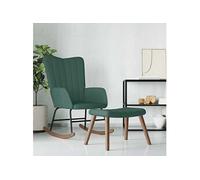 Chaise à Bascule avec Repose-pied Vert Foncé Velours Siège Fauteuil vidaXL