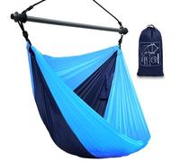 Chaise hamac portable en corde à suspendre, max 226,8 kg, pliable et léger en nylon pour intérieur, randonnée, voyage, jardin, terrasse, randonnée (bleu marine, bleu)