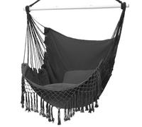 Chaise hamac, siège Suspendu avec 2 Coussins, Chaise Suspendue en macramé avec Poche latérale et Tige métallique à Haute capacité de Charge, pour l'intérieur et l'extérieur.