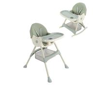 Chaise haute 2 en 1 pliable et réglable pour bébé, chaise haute pour enfant, chaise haute combinée, ceintures de sécurité, repose-pieds et double plateau, de 6 mois à 3 ans, verte