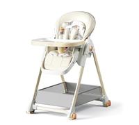 Chaise haute 2 en 1 pour bébé avec mode balançoire, chaise d'alimentation pliable avec roulettes, 5 niveaux de réglage de la hauteur, plateau divisé à 2 niveaux, pour bébés de 6 à 36 mois (blanc)
