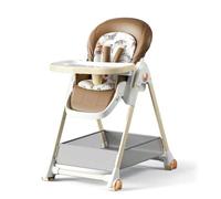 Chaise haute 2 en 1 pour bébé avec mode balançoire, chaise d'alimentation pliable avec roulettes, 5 niveaux de réglage de la hauteur, plateau divisé à 2 niveaux, pour bébés de 6 à 36 mois (kaki)