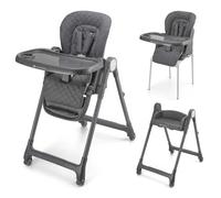 Kinderkraft TULO Chaise haute pour bébé, Ergonomique, Confortable, Pliable, Avec Repose-Pieds Réglable en Hauteur, Double Plateau Amovible Pour les Tout-Petits de 6 mois à 5 ans, Gris