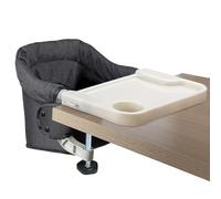 Chaise haute à crochet avec plateau amovible, rangement pliable à plat, siège portable pour bébé, s'attache à une chaise de table rapide, siège amovible pour la maison et les voyages (Noir)