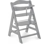 hauck Chaise Haute Bébé Alpha Plus, Évolutive dès 6 Mois, Inclus Harnais 5 Points, Barre de Sécurité, Réglable, Jusqu'à 90 kg, Bois FSC - Gris