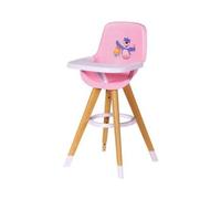 Chaise Haute avec Tablette pour poupée 36 a 43 cm - pour Baby Born - Rose et Blanc - Accessoire Poupon - mobilier Set Jouet Fille + Une Carte Animal