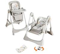 Chaise Haute Bebe 2 En 1 Magic Zc Chaise Haute Evolutif Transat Bebe Pliage En Un Clic Sans Bpa Roulettes Pivotantes À 360° Cuir Pu