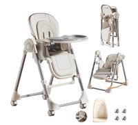 Chaise Haute Bébé, 5 options de hauteur, 3 positions d'inclinaison, 2 plateaux amovibles, Pliage compact, Fonction Berçante & Balancelle(Blanc)