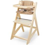Moby-System Chaise Haute Bébé Évolutive en Bois - Réglable 12 Niveaux, Harnais à 3 Points, 2 Coussins et Plateau - Pour Enfants 6 Mois à 12 Ans (15 kg max)