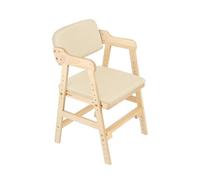 Chaise Haute Bébé-Barre de Sécurité,Chaise Haute en Bois, Hauteurs Réglables Stable Chaise Supporte 90KG pour Bébés, Avec Coussin d'Assise, Enfants et Adultes 48 * 46 * 78cm-beige