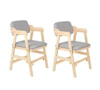 Chaise Haute Bébé-Barre de Sécurité,Chaise Haute en Bois, Hauteurs Réglables Stable Chaise Supporte 90KG pour Bébés, Avec Coussin d'Assise, Enfants et Adultes (Gris(2P))