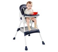 Chaise Haute BéBé, Chaise Bebe, Chaise Haute, Chaise Haute 2 En 1, avec Repose Pieds, Sangles de SéCurité, Hauteur RéGlable, Plateau, Il Peut êTre Utilisé Dans les Familles, les HôTels (Bleu)
