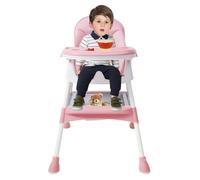 Chaise Haute BéBé, Chaise Bebe, Chaise Haute, Chaise Haute 2 En 1, avec Repose Pieds, Sangles de SéCurité, Hauteur RéGlable, Plateau, Il Peut êTre Utilisé Dans les Familles, les HôTels (rose)