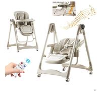 Chaise haute bébé électrique balancelle 2 en 1 , Hauteur Réglable Balancement 0 à 18 Mois, en hauteur sur 8 niveaux, timing