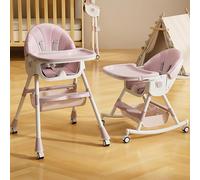 Chaise Haute Bébé Evolutive 4 en 1,Chaise Haute Réglable et Convertible pour Bébés et Tout-petits,Transat bebe avec 4 Roues,Compacte,Légère,Portable,Facile à Nettoyer