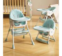 Chaise Haute Bébé Evolutive 4 en 1,Chaise Haute Réglable et Convertible pour Bébés et Tout-petits,Transat bebe avec 4 Roues,Compacte,Légère,Portable,Facile à Nettoyer