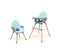 AT4 - Chaise haute ESSENTIEL Gris et Azur |2 hauteurs d'assise|Tablette amovible et réglable 3 positions|Harnais de sécurité 5 points