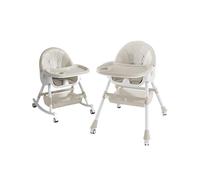 Chaise Haute Bébé Evolutive Pliable Chaise Haute 6 en 1, Double Plateau Détachable avec 4 Angles d'Inclinaison, Transat Inclinable Enfant Chaise avec Roues Universelles, Ergonomique (Beige)