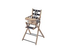 Chaise haute bébé en bois pliante Sarah bicolore noir - Combelle - Dossier haut - Harnais de sécurité 5 points