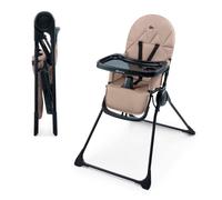 Kinderkraft Chaise haute Binci – légère, pliable, avec plateau et harnais 5 points, Beige