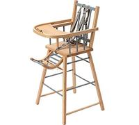 Chaise Haute Bébé Traditionnelle fixe sans Tablette Amovible André, Bicolore Bleu Gris