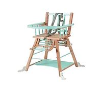 Chaise Haute Bébé Traditionnelle Transformable Barreaux sans Tablette Amovible Marcel, Bicolore Vert Menthe et Naturel