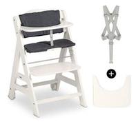 Hauck Chaise haute bébé Beta+ évolutive bois 6 mois–90 kg, harnais 5 points, plateau, blanc