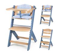 Chaise haute bois 3 en 1 reglable avec harnais, évolutive, réglable bleu marine TU