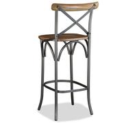 Chaise haute Brun - Montage simple - SHIELDPRO® Tabouret de bar,Scandinave,pour Cuisine,Café, Bois de manguier massif 5085298