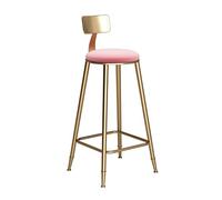 Chaise Haute Chaise de Bar Nordique à la Mode, Chaise de Salle à Manger en Fer doré, Haute avec Dossier, adaptée aux Bars et cafés Moderne(Pink,73CM)