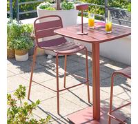 Chaise haute de jardin ALEGORIA Acajou Acier traité époxy, Traitement anti-rouille renforcé Hespéride