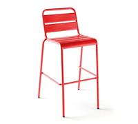 Chaise haute de jardin en métal rouge Palavas, Oviala