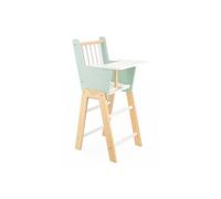 Chaise Haute en Bois FSC poupon 30,36,42cm, vert - Avec coussin, tablette repas - Jouet imitation - Set Accessoire poupee et Carte