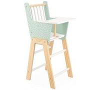 Chaise Haute en Bois FSC poupon 30,36,42cm, vert - Avec coussin, tablette repas - Jouet imitation - Set Accessoire poupee et Carte