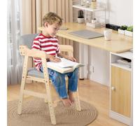 Chaise Haute en Bois, Hauteurs Réglables Stable Chaise Supporte 90KG pour Bébés, Enfants et Adultes,Accoudoirs Ergonomiques,Sensation d'assise confortable (gris)