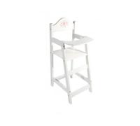 Chaise Haute en Bois pour Poupon, Motif Fleurs 21,5x26,5x53 cm, Blanc - Accessoire Repas, mobilier Poupee - Set Jouet Fille avec 1 Carte Animal