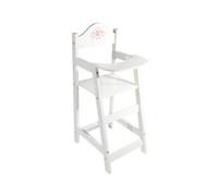 Chaise Haute En Bois Pour Poupon, Motif Fleurs 21,5x26,5x53 Cm, Blanc - Accessoire Repas, Mobilier Poupee - Set Jouet Fille Et Carte