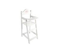 Chaise haute en bois pour poupon, motif fleurs 21,5x26,5x53 cm, blanc - Accessoire repas, mobilier poupee - Set
