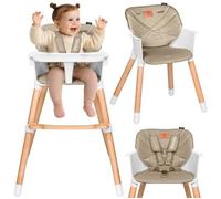 Chaise Haute Évolutive 2en1 Lionelo Koen - Jusqu'à 50kg - Léger - Plateau Amovible - Dès 6 Mois - Beige Multicolore